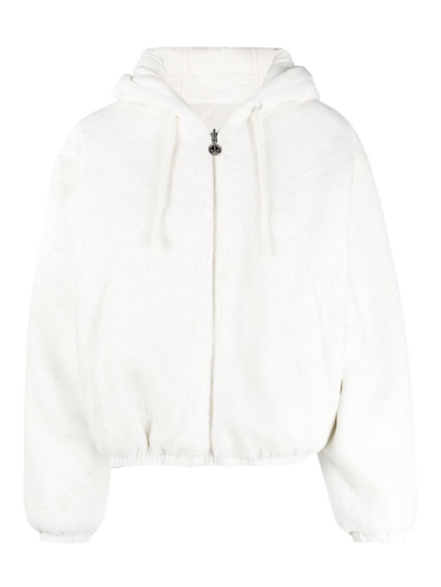 Thom Browne Zip-up Cropped Hooded Jacket In White