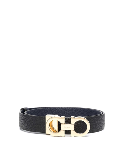Ferragamo Grained Logo-plaque Belt In Púrpura
