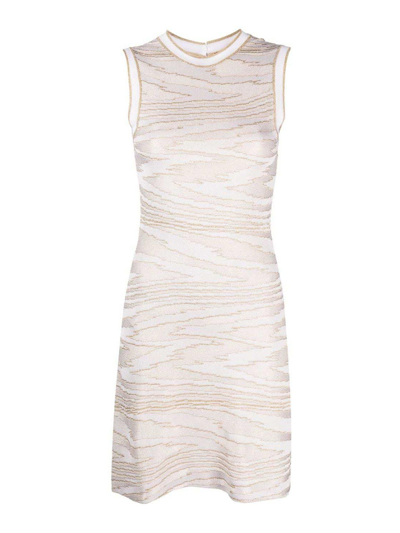 Missoni Sleeveless Zigzag-pattern Mini Dress In Beige