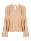 Forte Forte Forte_forte Silk Satin Roundneck Shirt In Beige