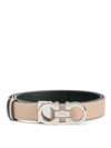 Ferragamo Gancini Reversible Leather Belt In Beige