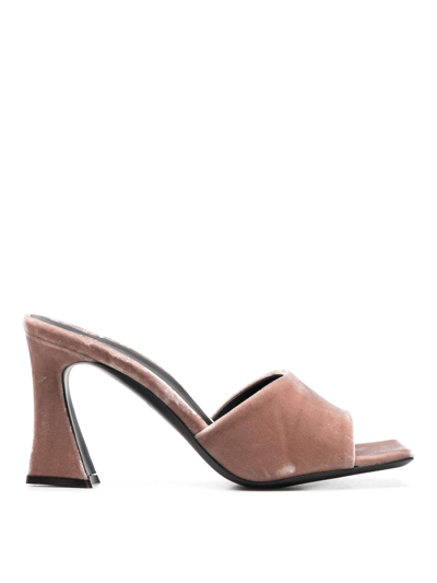 Giuseppe Zanotti Velvet Mule Sandals In Brown