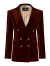 Etro Double-breasted Velvet Jacket With Button Details And Tailored Fit In Red