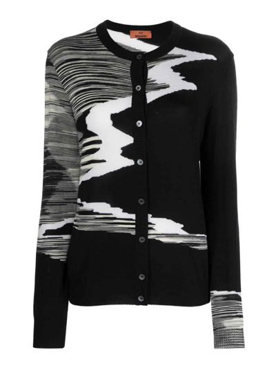 Missoni Abstract-pattern Wool Cardigan In Negro