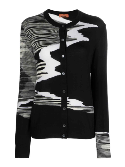 Missoni Abstract-pattern Wool Cardigan In Black