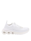Ferragamo Nima Leather-trimmed Mesh Sneakers In Blanco