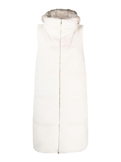 Herno Long Faux Fur Padded Vest In White