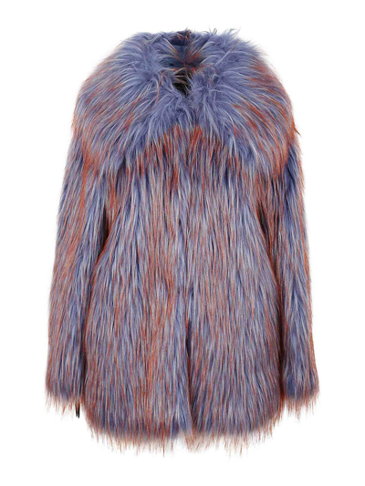 Pinko Faux-fur Pea Coat In Orange