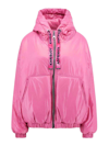 Khrisjoy Taffeta Logo Casual Jacket In Nude & Neutrals