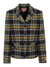 Kenzo Tartan-check Single-breasted Blazer In Light Brown