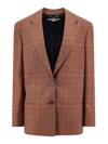 Stella Mccartney Plaid Scultped Blazer Jacket In Marrón