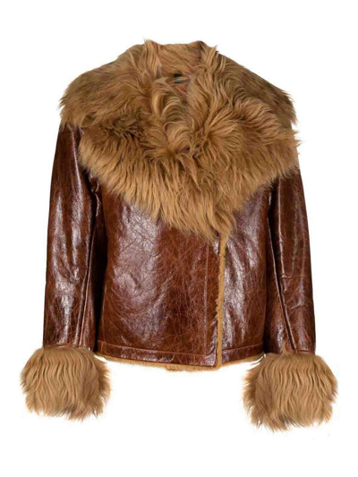 Furling By Giani Lea Lambskin Jacket In Brown