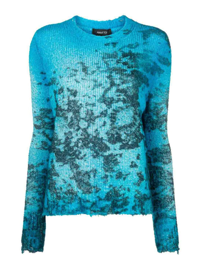 Avant Toi Distressed Patterned Intarsia-knit Jumper In Azul Claro