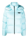 Duvetica Hooded Down Puffer Jacket In Light Blue
