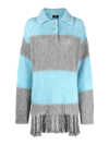 Etro Women's Striped Wool Blend Polo Shirt In Light Blue