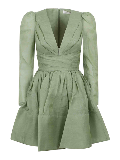 Zimmermann Lyrical Cross Over A-line Mini Dress In Green