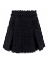 Balmain Pleated Tweed Miniskirt In Black
