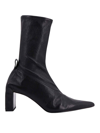 Jil Sander Stretch Leather Glove Ankle Boots In Negro
