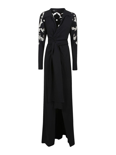 Etro V-neck Semi-sheer Dress In Black