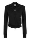 Courrèges Logo-patch Zip-up Sweatshirt In Black