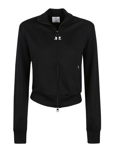 Courrèges High-neck Zip-up Jacket In Black