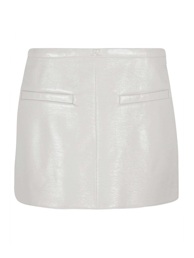 Courrèges Heritage Vinyl Mini Skirt Woman White In Cotton In Black