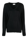 P.a.r.o.s.h Black Pullover With V Neckline And Ribbed Trim In Wool And Silk Blend Woman In Black