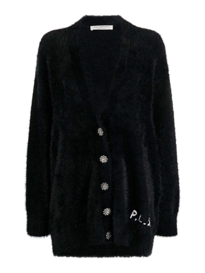 Philosophy Di Lorenzo Serafini Embellished Fuzzy Cardigan In Black