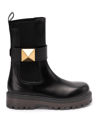 Valentino One Stud Leather Chelsea Boots In Black