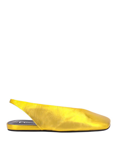 Jil Sander Square-toe Metallic Ballerina Shoes In Gold