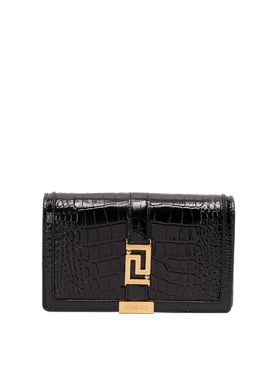 Versace Goddess Leather Mini Bag In Black