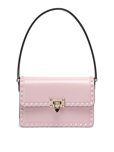 Valentino Garavani `rockstud` Leather Shoulder Bag In Pink