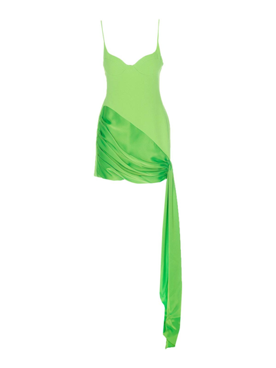 David Koma Wrap Skirt Effect Mini Dress In Green
