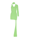 David Koma Green Neon Asymmetric Mini Dress In Green