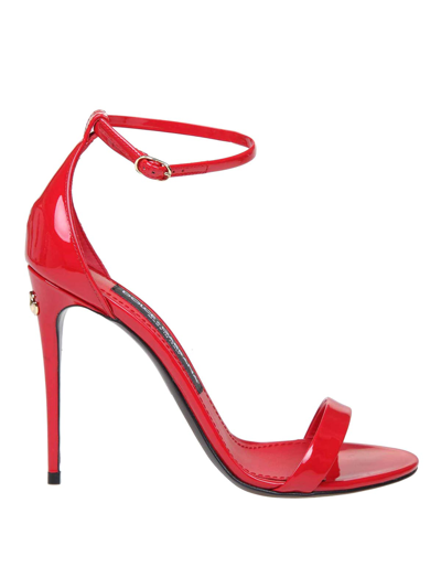 Dolce & Gabbana Patent Leather Sandals In Red