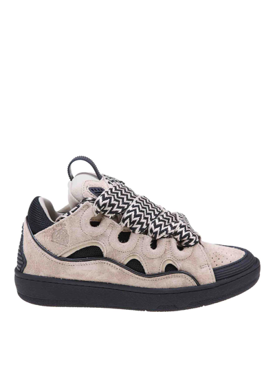 Lanvin Curb Leather Sneakers In Beige