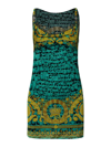 Versace Green Baroccodile Medusa '95 Minidress In Green