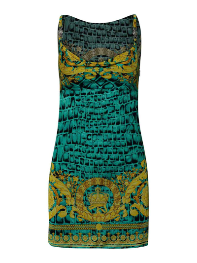 Versace Green Baroccodile Medusa '95 Minidress