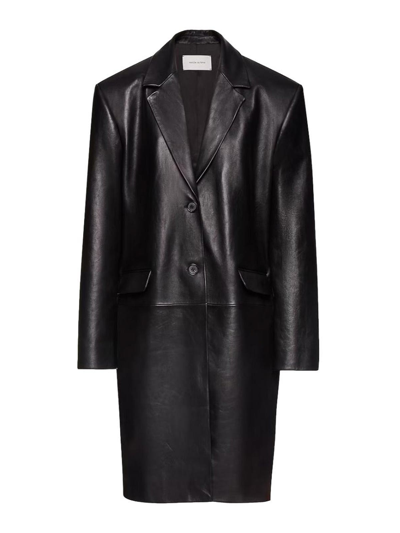 Magda Butrym Black Oversized Leather Jacket In Beige
