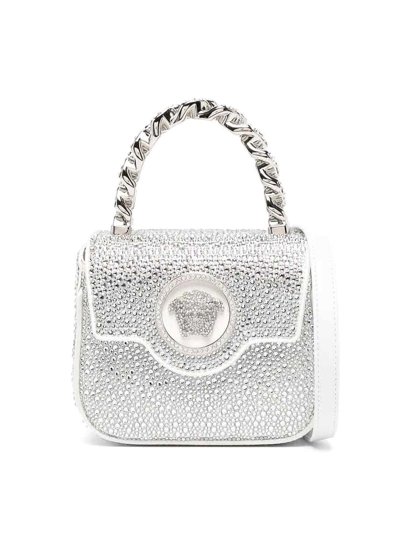 Versace Crystal La Medusa Mini Bag In Grey