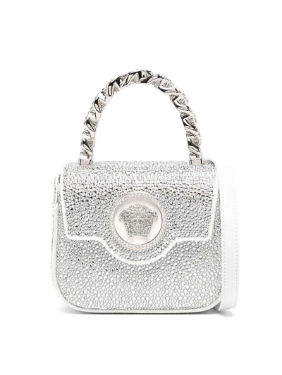 Versace Crystal La Medusa Mini Bag In White