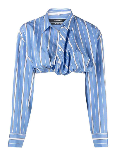 Jacquemus La Chemise Bahia Courte In Blue_stripes