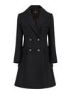 Etro Double-breasted Wool Coat With Floral Buttons In Negro