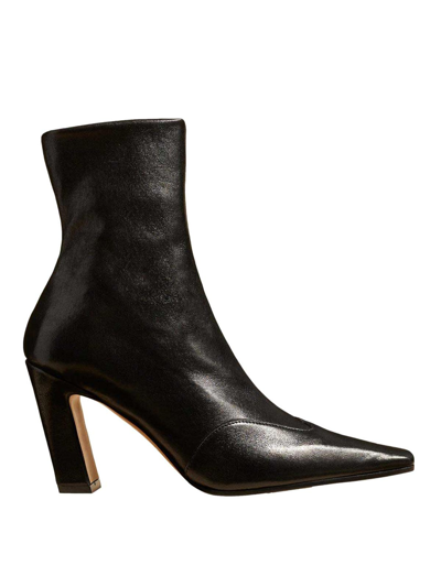 Khaite Dallas Leather Ankle Boots In Black