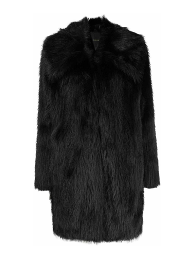 Pinko Oversize-collar Faux Fur Coat In Black
