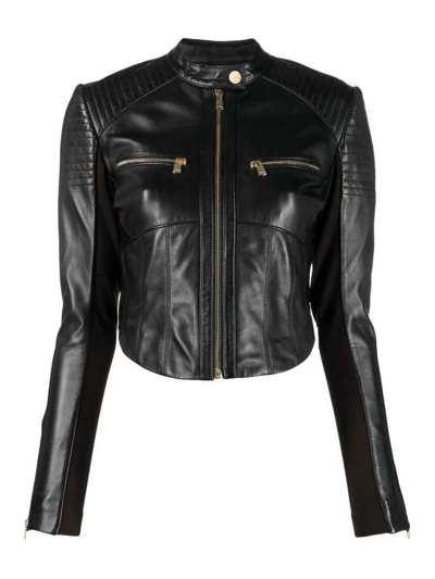 Pinko Band-collar Faux-fur Jacket In Black Limousine