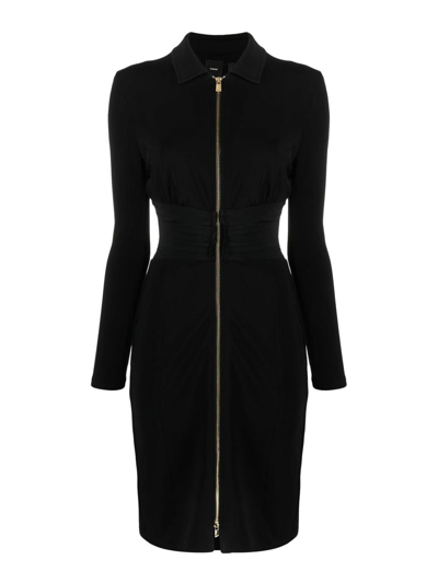 Pinko Zip-front Long-sleeve Minidress In Black