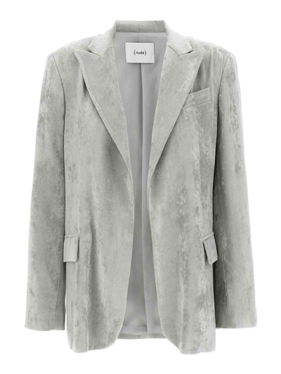 Nude Velvet Blazer In Gray