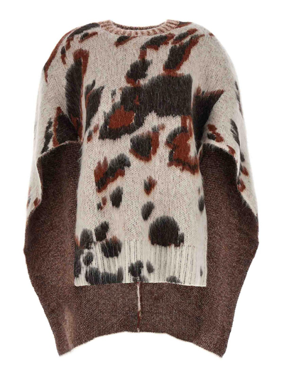 Stella Mccartney Appaloosa Pony Jacquard Knit Cape Jumper In White