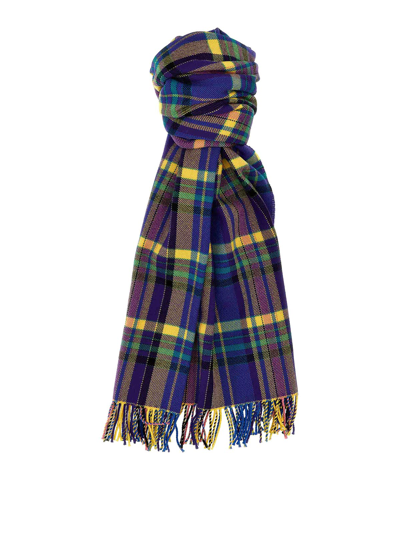 Etro Check Patterned Fringed Scarf In Multicolor